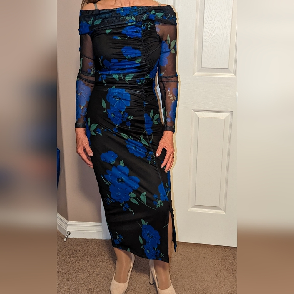 Shein Flower Blue Dress Size S
